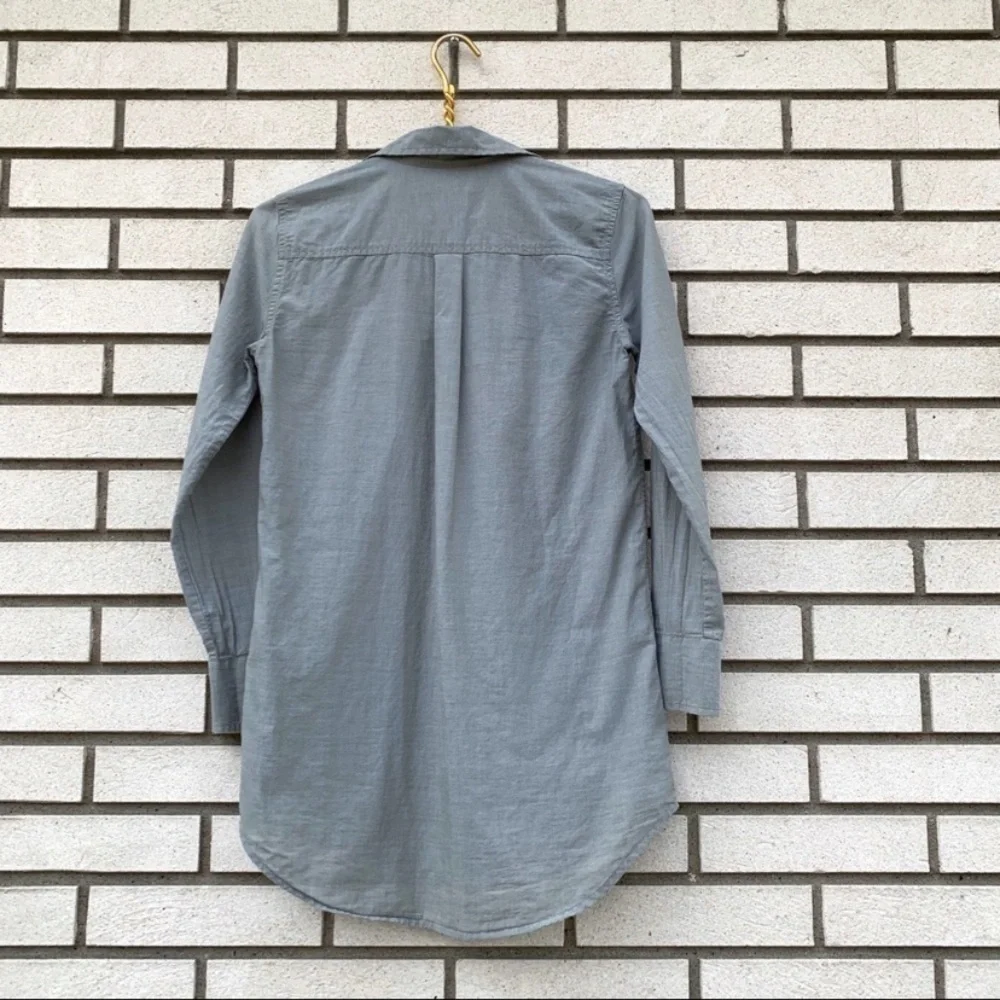 J.Crew Factory Sage Green Cotton Popover Tunic Shirt XXS Roll Tab Casual Chic
